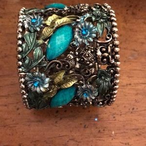 Large blue jeweled cuff bracelet